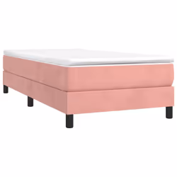 vidaXL Giroletto a Molle con Materasso Rosa 90x200 cm in Velluto - Vista aggiuntiva 3