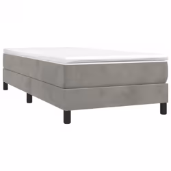 vidaXL Giroletto a Molle con Materasso Grigio Chiaro 100x200cm Velluto - Vista aggiuntiva 3