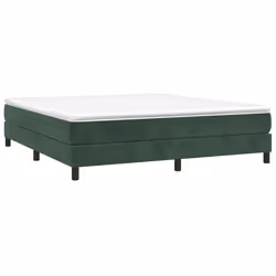 vidaXL Giroletto a Molle con Materasso Verde Scuro 160x200 cm Velluto - Vista aggiuntiva 3