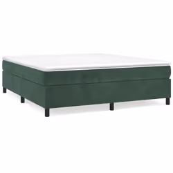 vidaXL Giroletto a Molle con Materasso Verde Scuro 200x200 cm Velluto - Vista aggiuntiva 2