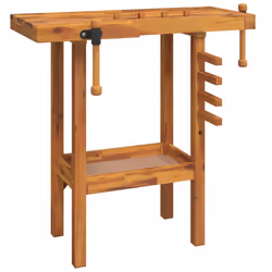 vidaXL Banco da Lavoro con Morse 92x48x83 cm Legno Massello di Acacia - Vista aggiuntiva 2