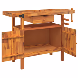 Banco Lavoro Cassetto e Morse 92x48x83 cm Legno Massello Acaciacod mxl 78966 - Vista aggiuntiva 3