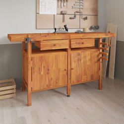 Vidaxl - Banco Lavoro Cassetti e Morse 162x62x83cm Legno Massello Acacia