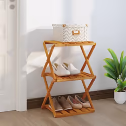 Questo scaffale pieghevole a 3 ripiani in legno è la scelta perfetta da utilizzare in soggiorno, cucina, ingresso, bagno, bal ...
