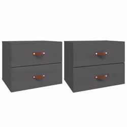 vidaXL Comodini a Muro 2 pz Grigio 50x36x40 cm - Vista aggiuntiva 2