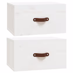vidaXL Comodini a Muro 2 pz Bianchi 40x29,5x22 cm - Vista aggiuntiva 2