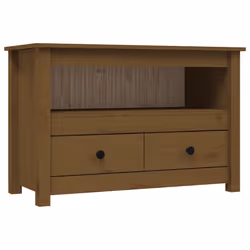 vidaXL Mobile Porta TV ambra 79x35x52 cm in Legno Massello di Pino - Vista aggiuntiva 2
