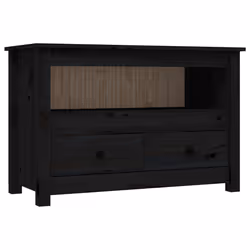 vidaXL Mobile Porta TV Nero 79x35x52 cm in Legno Massello di Pino - Vista aggiuntiva 2