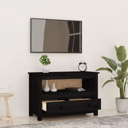 vidaXL Mobile Porta TV Nero 79x35x52 cm in Legno Massello di Pino - Vista aggiuntiva 3