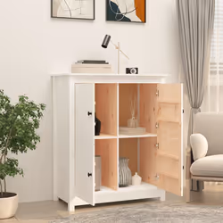 vidaXL Credenza Bianca 83x41,5x100 cm in Legno Massello di Pino - Vista aggiuntiva 3
