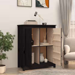 vidaXL Credenza Nera 83x41,5x100 cm in Legno Massello di Pino - Vista aggiuntiva 3
