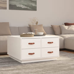 vidaXL Tavolino da Salotto Bianco 80x80x45 cm Legno Massello di Pino