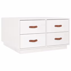 vidaXL Tavolino da Salotto Bianco 80x80x45 cm Legno Massello di Pino - Vista aggiuntiva 2