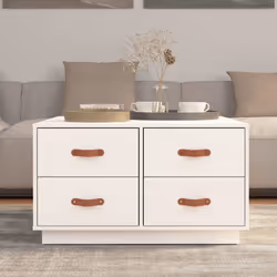 vidaXL Tavolino da Salotto Bianco 80x80x45 cm Legno Massello di Pino - Vista aggiuntiva 3