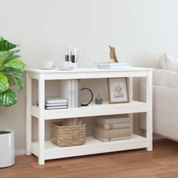 vidaXL Tavolo Consolle Bianco 110x40x74 cm in Legno Massello di Pino