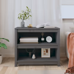 vidaXL Libreria Grigia 80x35x68 cm in Legno Massello di Pino - Vista aggiuntiva 3