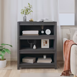 vidaXL Libreria Grigia 80x35x97 cm in Legno Massello di Pino - Vista aggiuntiva 3