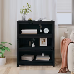 vidaXL Libreria Nera 80x35x97 cm in Legno Massello di Pino - Vista aggiuntiva 3