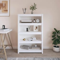 vidaXL Libreria Bianca 80x35x126 cm in Legno Massello di Pino