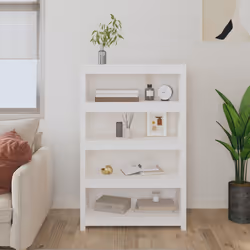 vidaXL Libreria Bianca 80x35x126 cm in Legno Massello di Pino - Vista aggiuntiva 3
