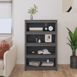 vidaXL Libreria Grigia 80x35x126 cm in Legno Massello di Pino - Vista aggiuntiva 3
