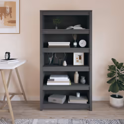vidaXL Libreria Grigia 80x35x154 cm in Legno Massello di Pino - Vista aggiuntiva 3