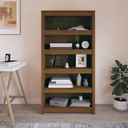 vidaXL Libreria Marrone ambra 80x35x154 cm in Legno Massello di Pino - Vista aggiuntiva 3