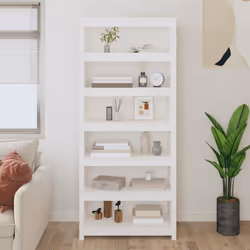 vidaXL Libreria Bianca 80x35x183 cm in Legno Massello di Pino - Vista aggiuntiva 3