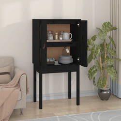 vidaXL Credenza Nera 60x40x120 cm in Legno Massello di Pino