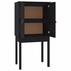 vidaXL Credenza Nera 60x40x120 cm in Legno Massello di Pino - Vista aggiuntiva 2