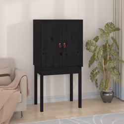 vidaXL Credenza Nera 60x40x120 cm in Legno Massello di Pino - Vista aggiuntiva 3