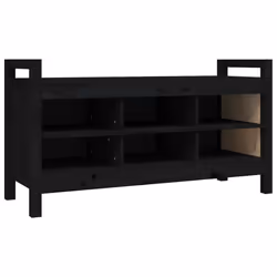 vidaXL Panca da Ingresso Nero 110x40x60 cm in Legno Massello di Pino - Vista aggiuntiva 2