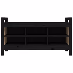 vidaXL Panca da Ingresso Nero 110x40x60 cm in Legno Massello di Pino - Vista aggiuntiva 3