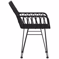 VidaXL 319427 sedia da esterno Terrazzo Polietilene, Rattan sintetico, Acciaio Nero - Vista aggiuntiva 5