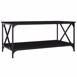 vidaXL Tavolino da Salotto Nero 100x50x45 cm Legno Multistrato e Ferro - Vista aggiuntiva 2