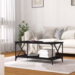 vidaXL Tavolino da Salotto Nero 100x50x45 cm Legno Multistrato e Ferro - Vista aggiuntiva 3