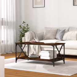 vidaXL Tavolino Rovere Fumo 100x50x45 cm in Legno Multistrato e Ferro - Vista aggiuntiva 3