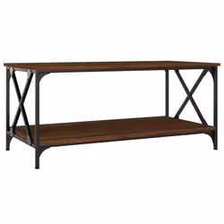 vidaXL Tavolino Rovere Marrone 100x50x45 cm Legno Multistrato e Ferro - Vista aggiuntiva 2