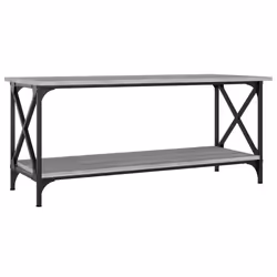 vidaXL Tavolino Grigio Sonoma 100x45x45cm in Legno Multistrato e Ferro - Vista aggiuntiva 2