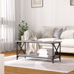 vidaXL Tavolino Grigio Sonoma 100x45x45cm in Legno Multistrato e Ferro - Vista aggiuntiva 3