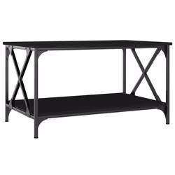 vidaXL Tavolino da Salotto Nero 80x50x45 cm Legno Multistrato e Ferro - Vista aggiuntiva 2