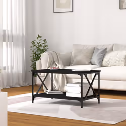 vidaXL Tavolino da Salotto Nero 80x50x45 cm Legno Multistrato e Ferro - Vista aggiuntiva 3