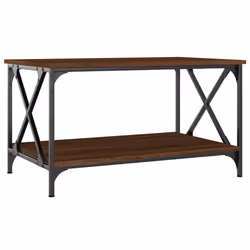 vidaXL Tavolino Rovere Marrone 80x50x45cm in Legno Multistrato e Ferro - Vista aggiuntiva 2