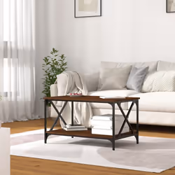 vidaXL Tavolino Rovere Marrone 80x50x45cm in Legno Multistrato e Ferro - Vista aggiuntiva 3