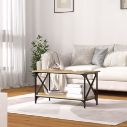 vidaXL Tavolino Rovere Sonoma 80x45x45 cm in Legno Multistrato e Ferro - Vista aggiuntiva 3
