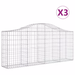 Cesti Gabbioni ad Arco 3 pz 200x30x80/100 cm Ferro Zincatocod mxl 99937 - Vista aggiuntiva 2