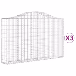 Cesti Gabbioni ad Arco 3 pz 200x30x120/140 cm Ferro Zincatocod mxl 99940 - Vista aggiuntiva 2