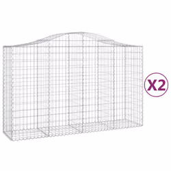 Cesti Gabbioni ad Arco 2 pz 200x50x120/140 cm Ferro Zincatocod mxl 123905 - Vista aggiuntiva 2