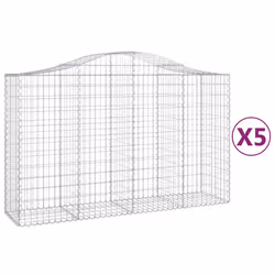 Cesti Gabbioni ad Arco 5 pz 200x50x120/140 cm Ferro Zincatocod mxl 99971 - Vista aggiuntiva 2