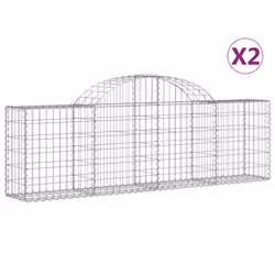 Cesti Gabbioni ad Arco 2 pz 200x30x60/80 cm Ferro Zincatocod mxl 123979 - Vista aggiuntiva 2